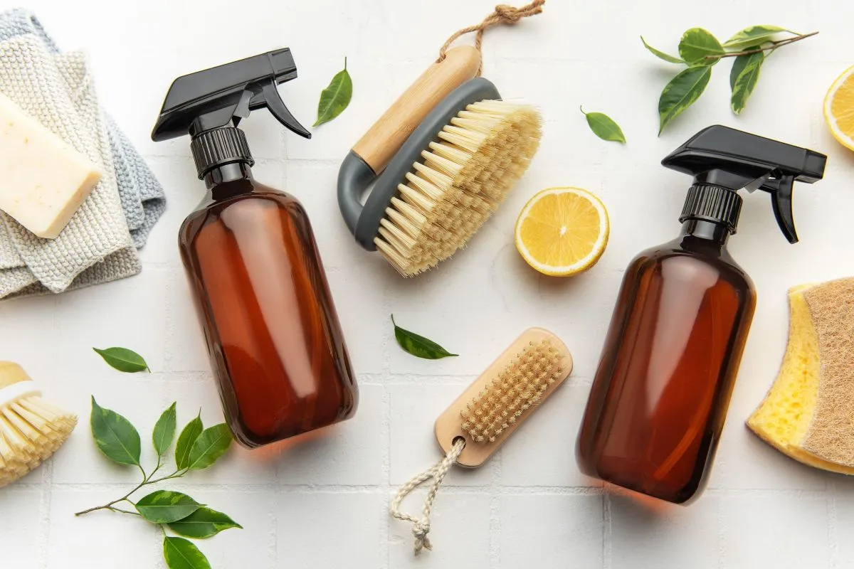 cleaning product bottles